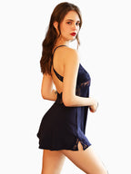 Lace Trim Side-Slit Nightgown Sleep Dress for Women