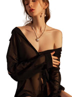 Women’s Sexy Sheer Mesh Lingerie Shirt – See-Through Top