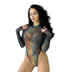 Tie-Dye Mesh Transparent Bodysuit Lingerie for Women