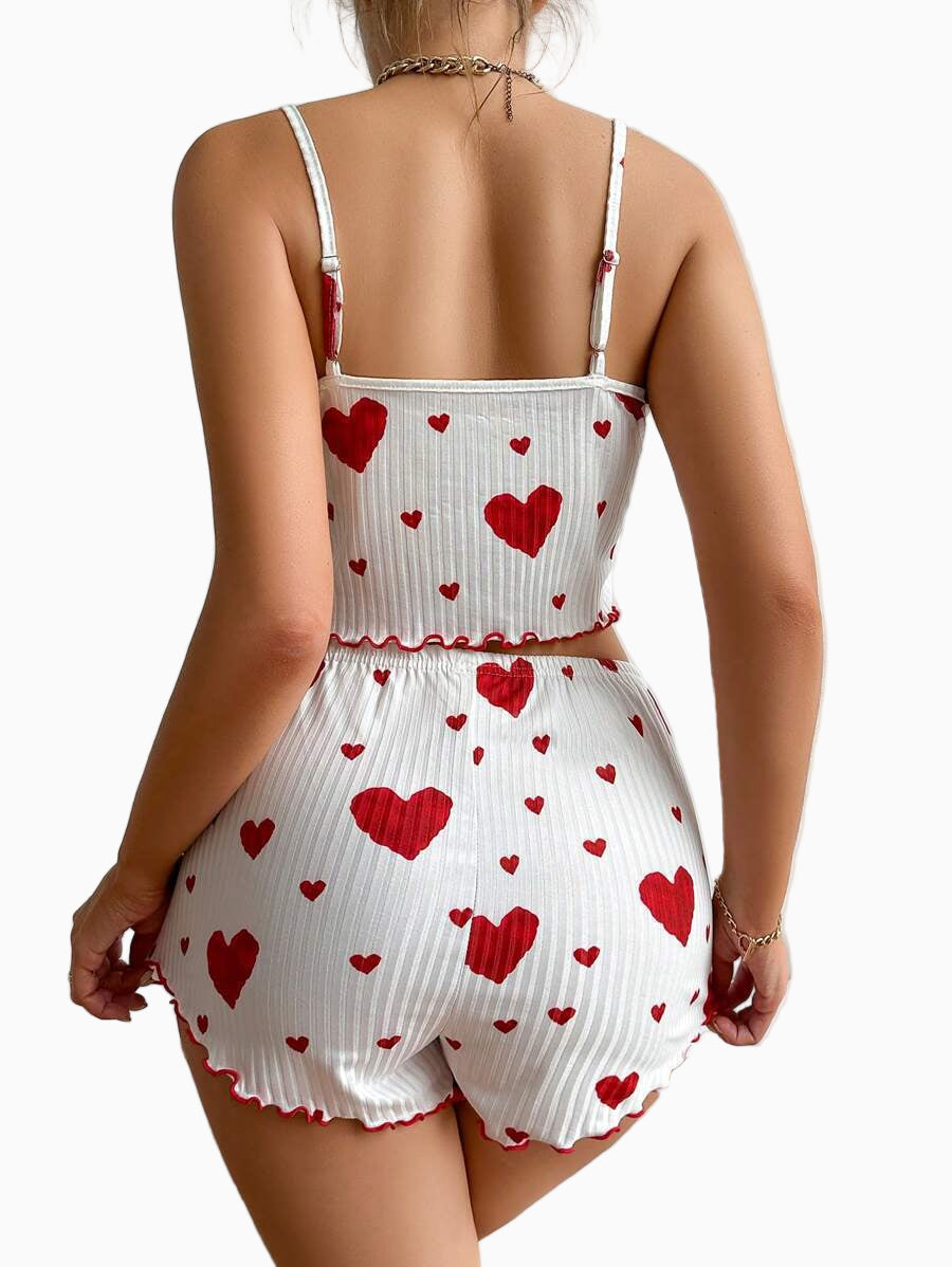 Women’s Graphic Ribbed Crop Cami & Shorts PJ Set