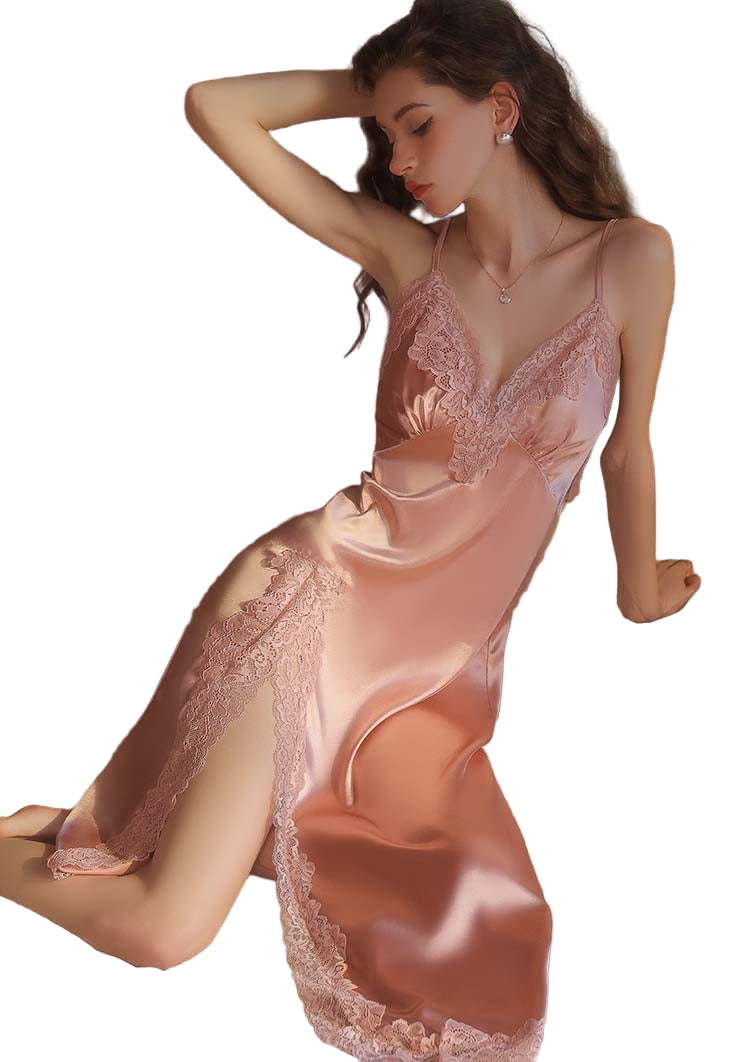 Women’s Silk Satin Lace Chemise Nightgown Sleepwear