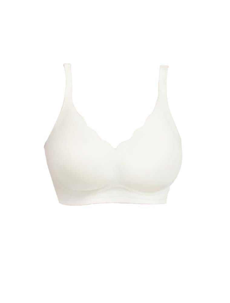Basic Natural Latex Seamless Deep V Scalloped Neck Cooling Bra