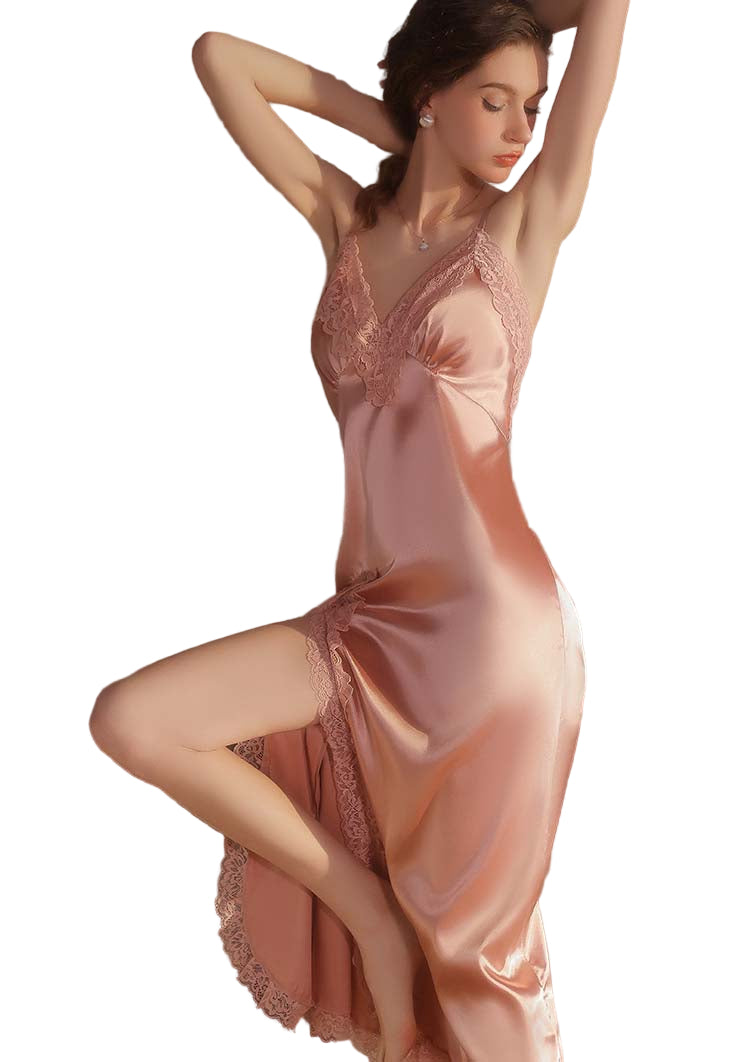 Women’s Silk Satin Lace Chemise Nightgown Sleepwear