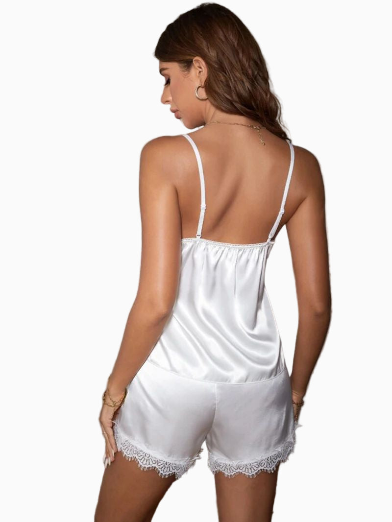 Lace Satin Cami Shorts Pajamas Set