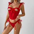 Women’s Sexy Sheer Mesh Fishbone Strap Shapewear Suit