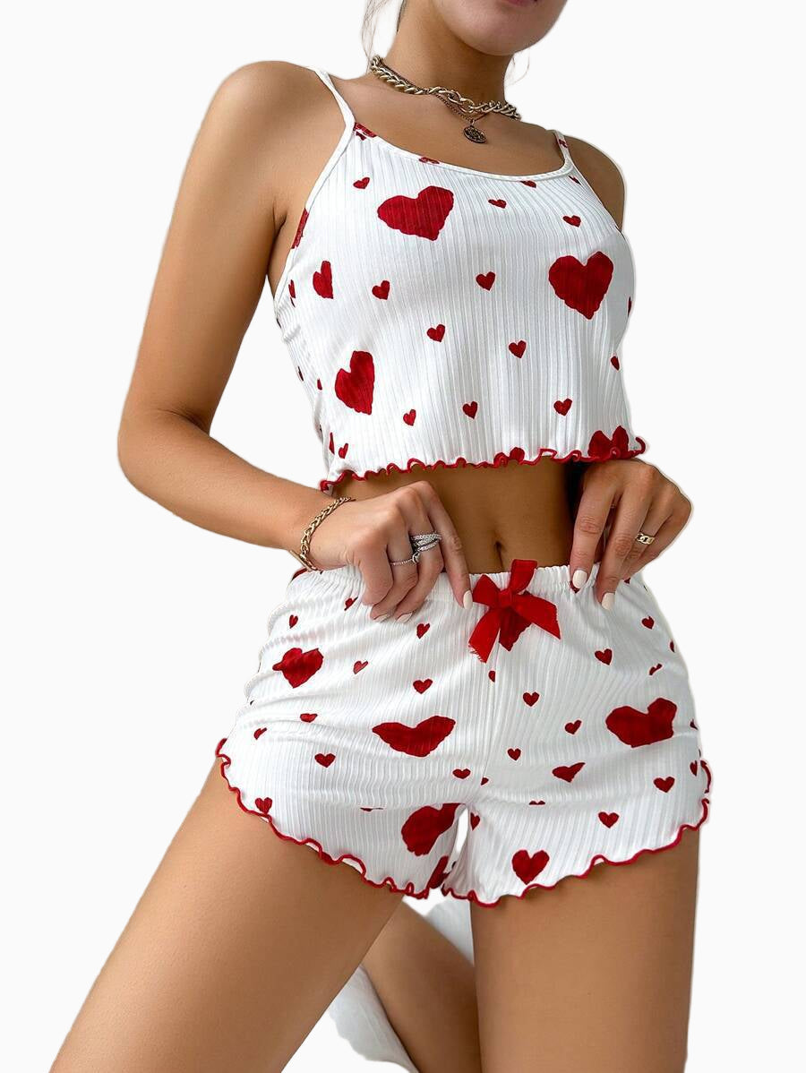 Women’s Graphic Ribbed Crop Cami & Shorts PJ Set