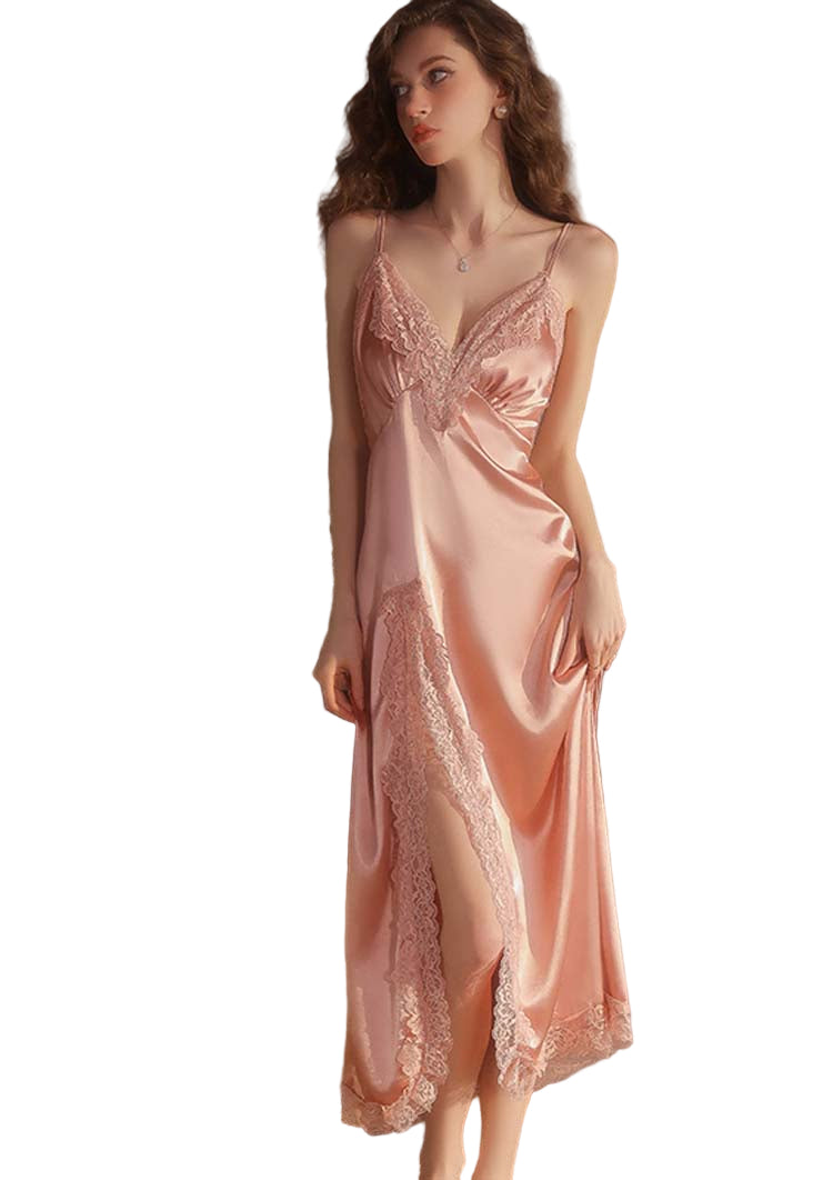 Women’s Silk Satin Lace Chemise Nightgown Sleepwear