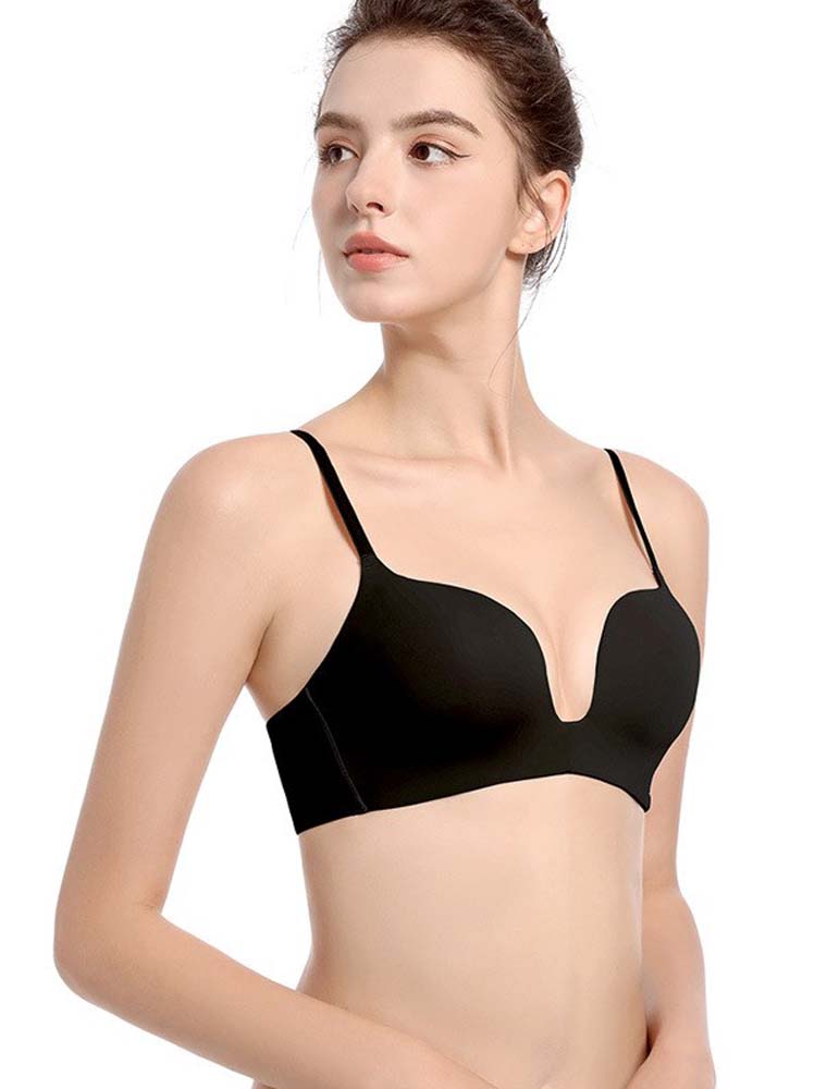 Black Push-Up Backless Plunge Bra