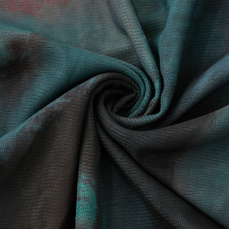 Tie-Dye Mesh Transparent Bodysuit Lingerie for Women