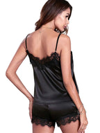 Women’s Silk Satin Lace Cami & Shorts Pajama Set