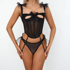 Women’s Sexy Sheer Mesh Fishbone Strap Shapewear Suit