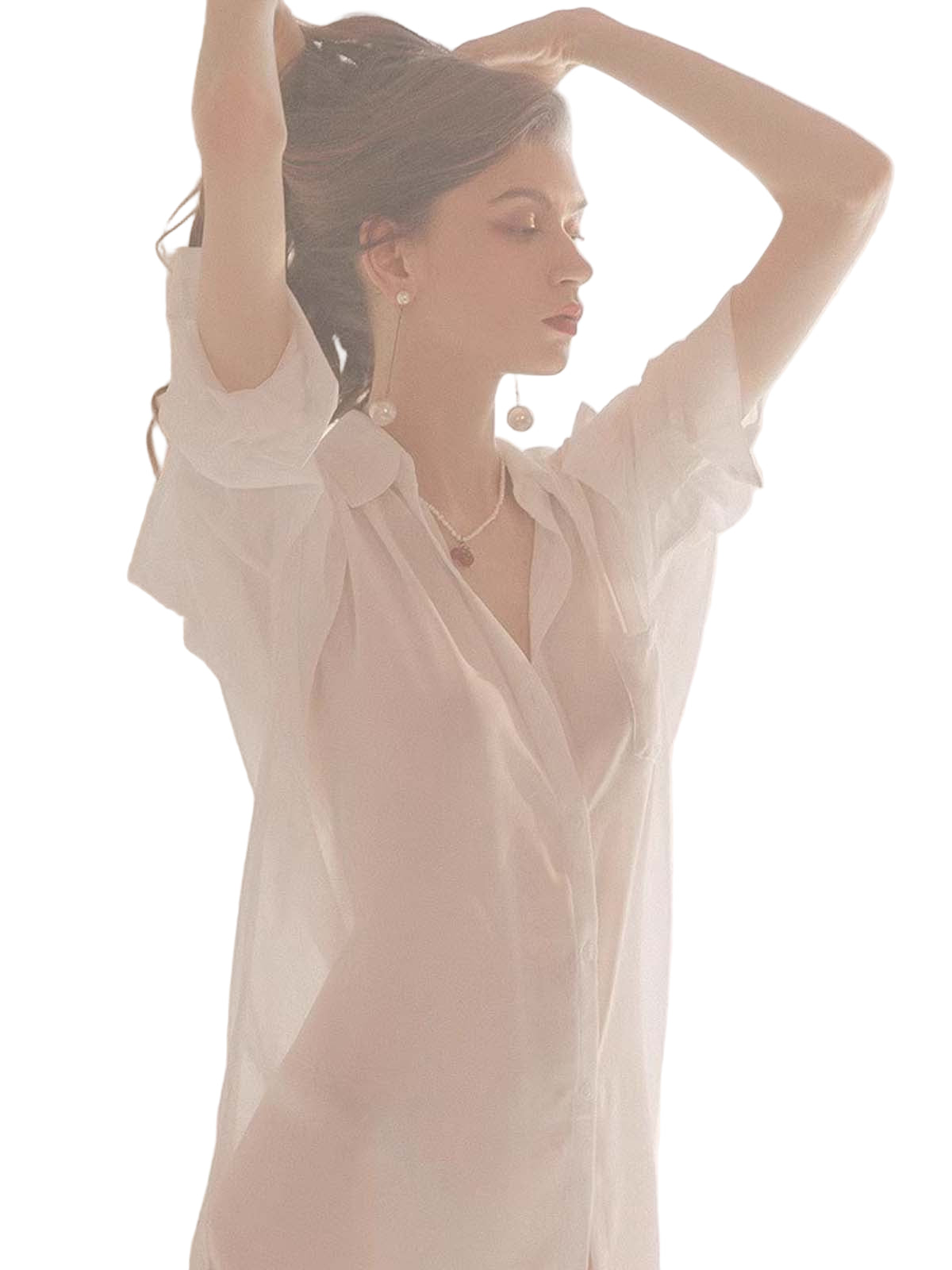 Women’s Sexy Sheer Mesh Lingerie Shirt – See-Through Top