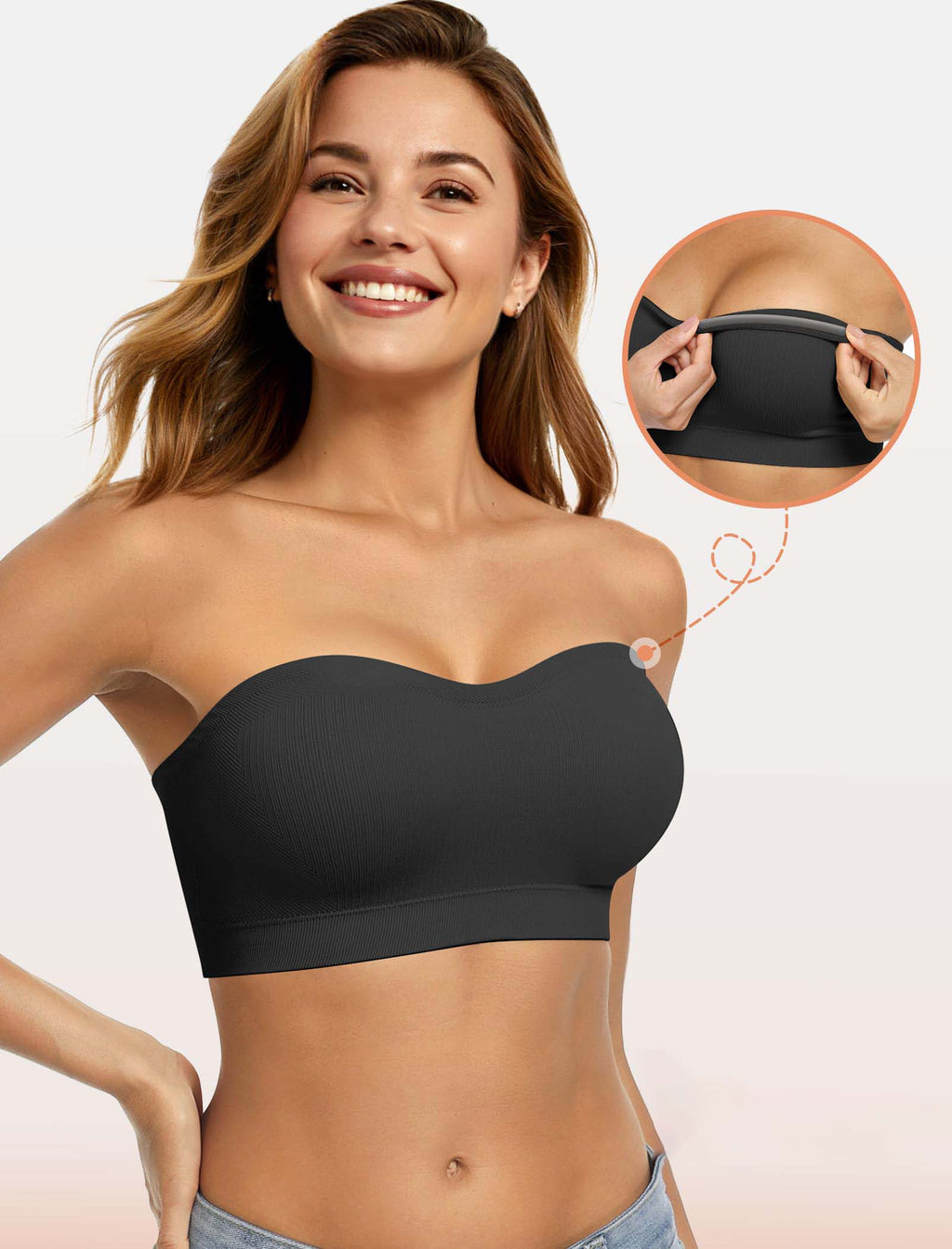 Women’s Strapless Non-Slip Silicone Padded Bandeau Bra