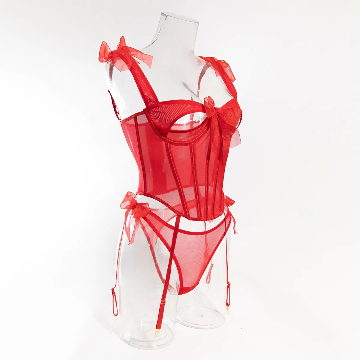 Women’s Sexy Sheer Mesh Fishbone Strap Shapewear Suit