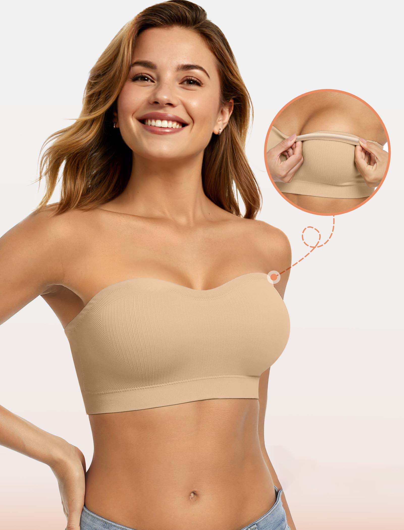 Women’s Strapless Non-Slip Silicone Padded Bandeau Bra