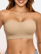 Women’s Strapless Non-Slip Silicone Padded Bandeau Bra