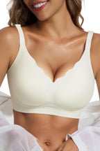 Basic Natural Latex Seamless Deep V Scalloped Neck Cooling Bra