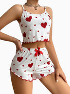 Women’s Graphic Ribbed Crop Cami & Shorts PJ Set