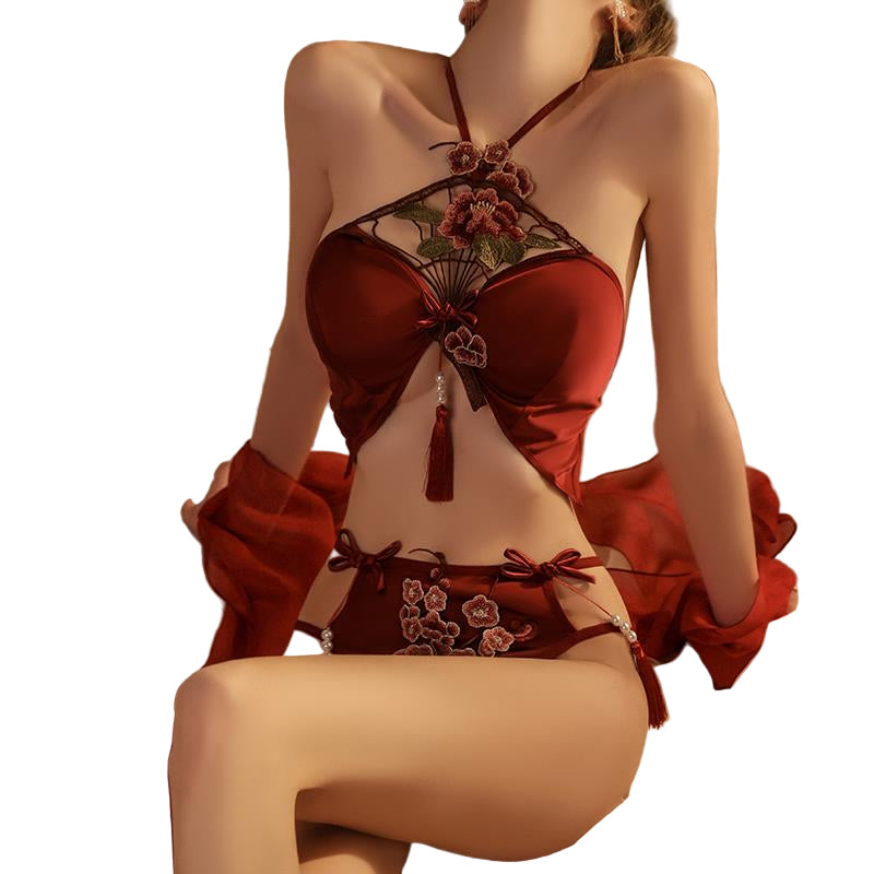 Satin Bow Sexy Lingerie Set for Women – Birthday & Valentine’s