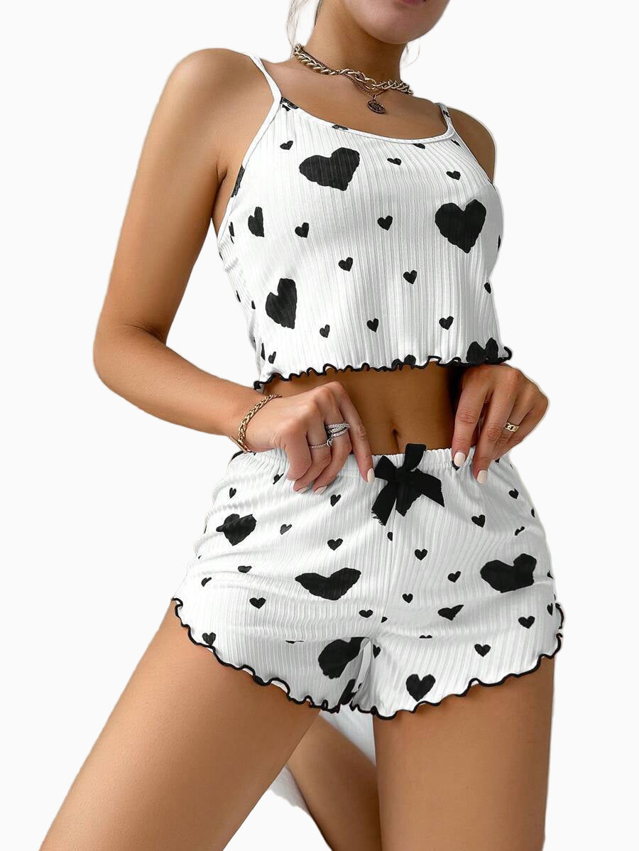 Women’s Graphic Ribbed Crop Cami & Shorts PJ Set