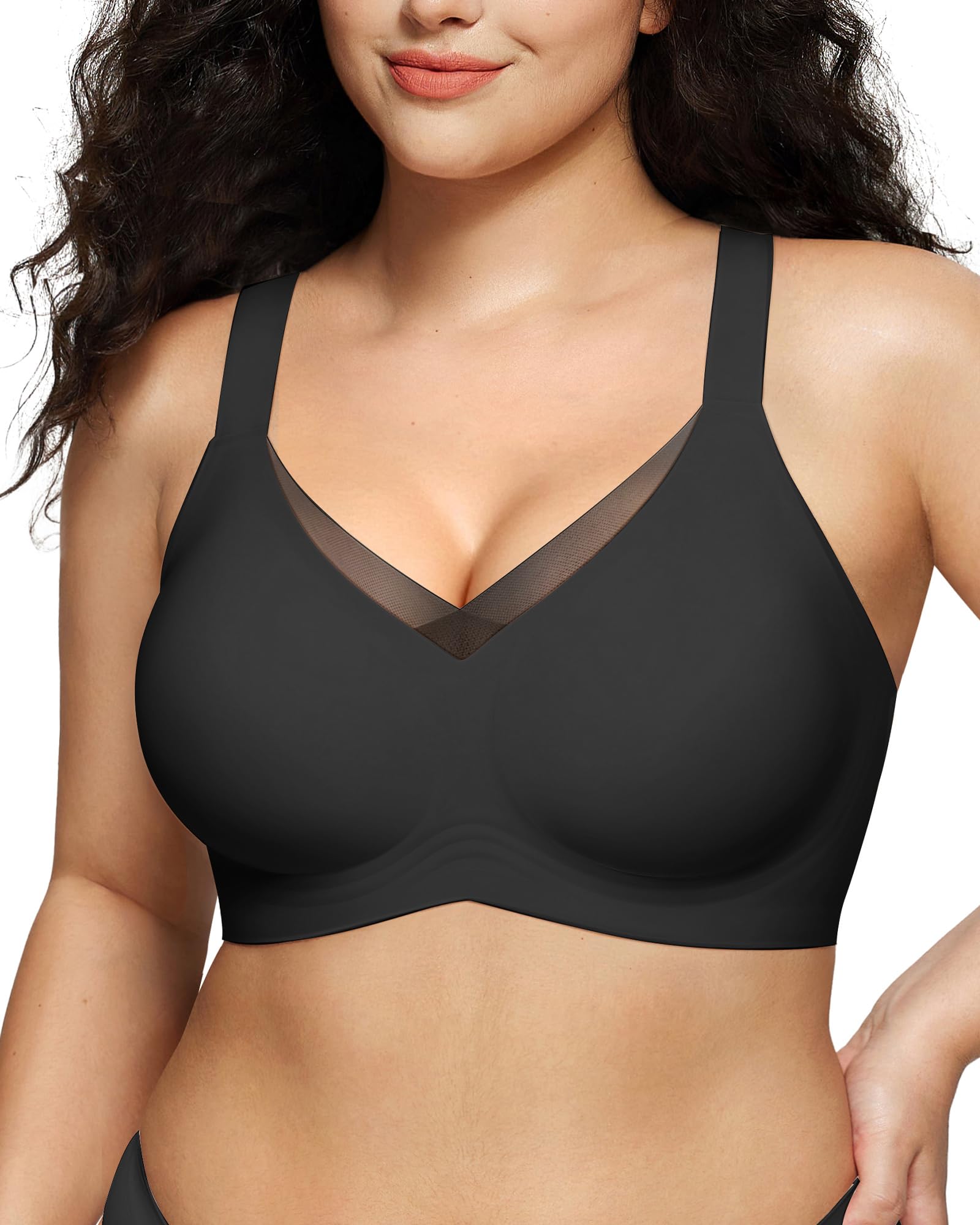 Natural Latex Sheer Mesh Contour Wireless Bra