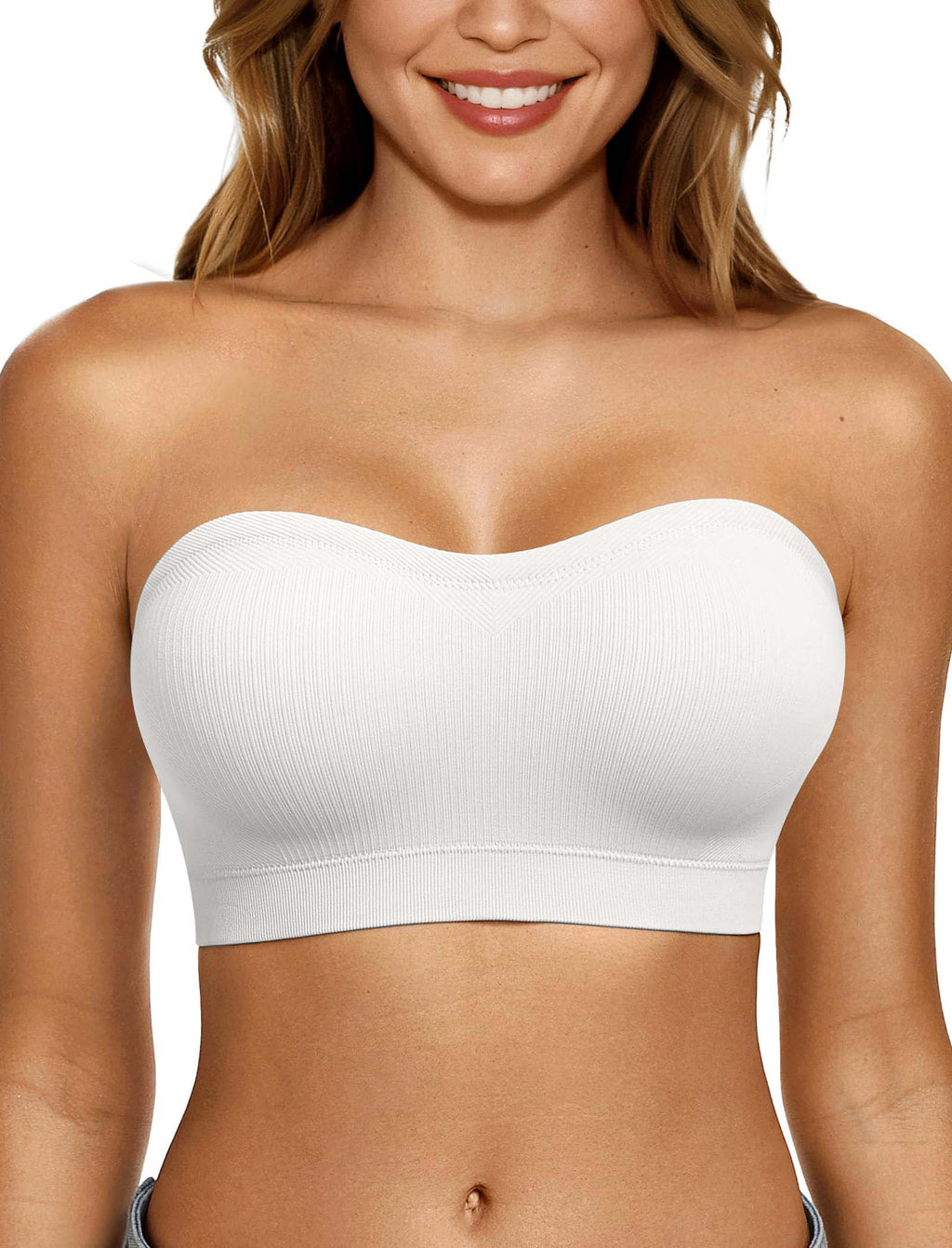 Women’s Strapless Non-Slip Silicone Padded Bandeau Bra