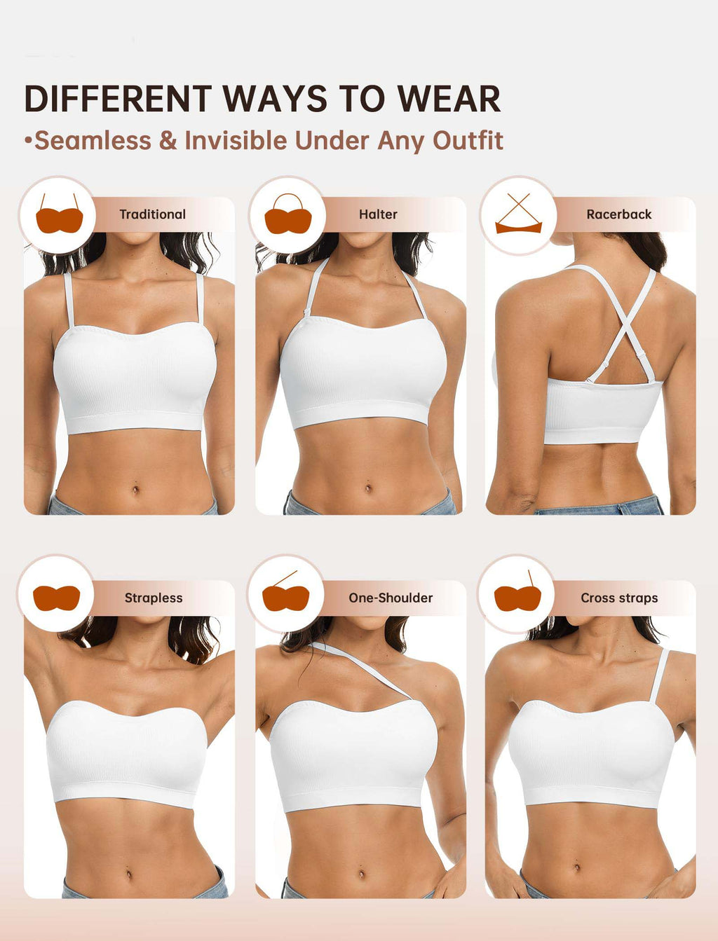 Women’s Strapless Non-Slip Silicone Padded Bandeau Bra