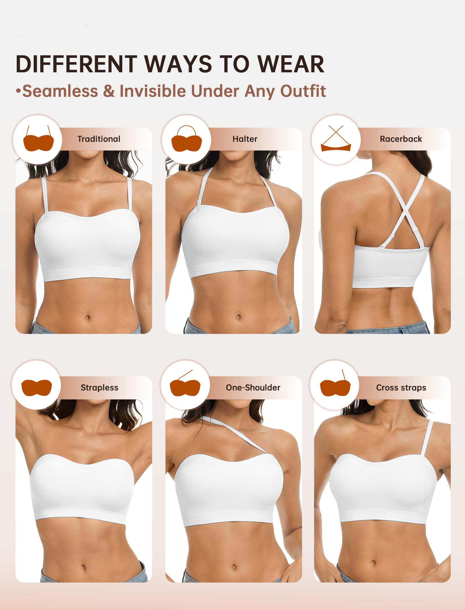 Women’s Strapless Non-Slip Silicone Padded Bandeau Bra